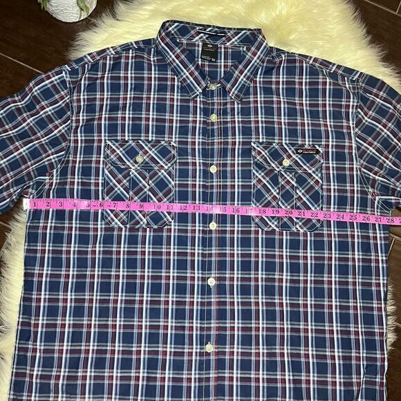 Enyce red/blue plaid casual button down short sleeved shirt sz 5X - Picture 4 of 5